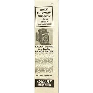 Kalart Co. "Adjustable Lens-Coupled Range Finder" Vintage Print Ad 1941